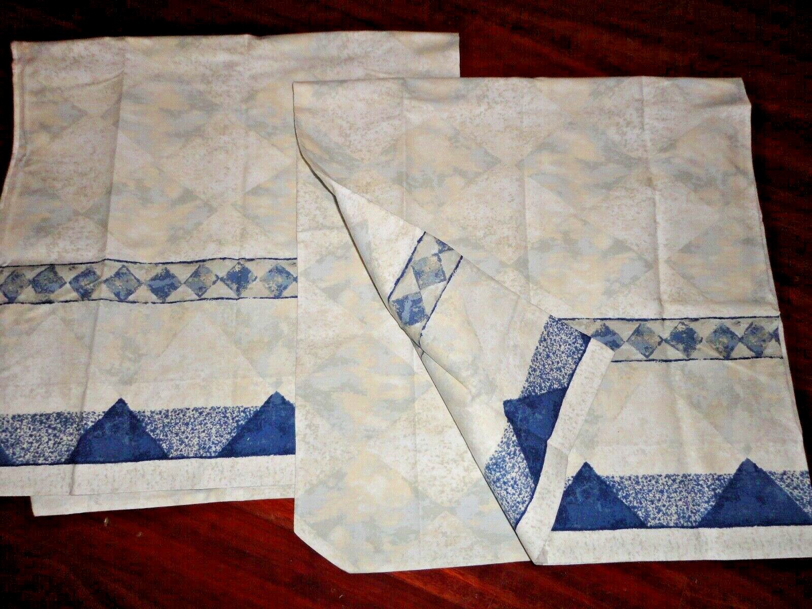 WESTPOINT STEVENS SOUTHWESTERN NAVY BLUE DIAMOND (2) KING PILLOWCASES 20 X 39