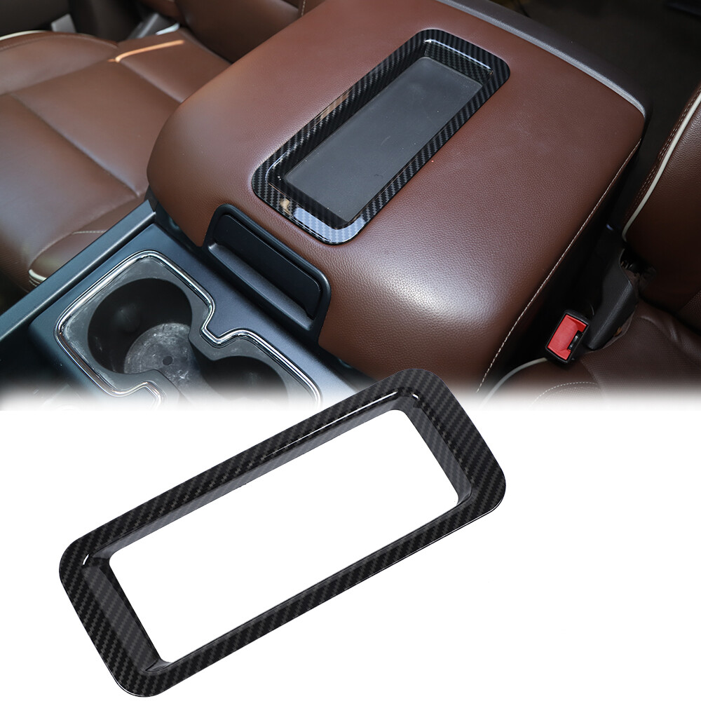 Central Armrest Box Cover Trim for Chevy Silverado GMC Sierra 14-18 Carbon Fiber