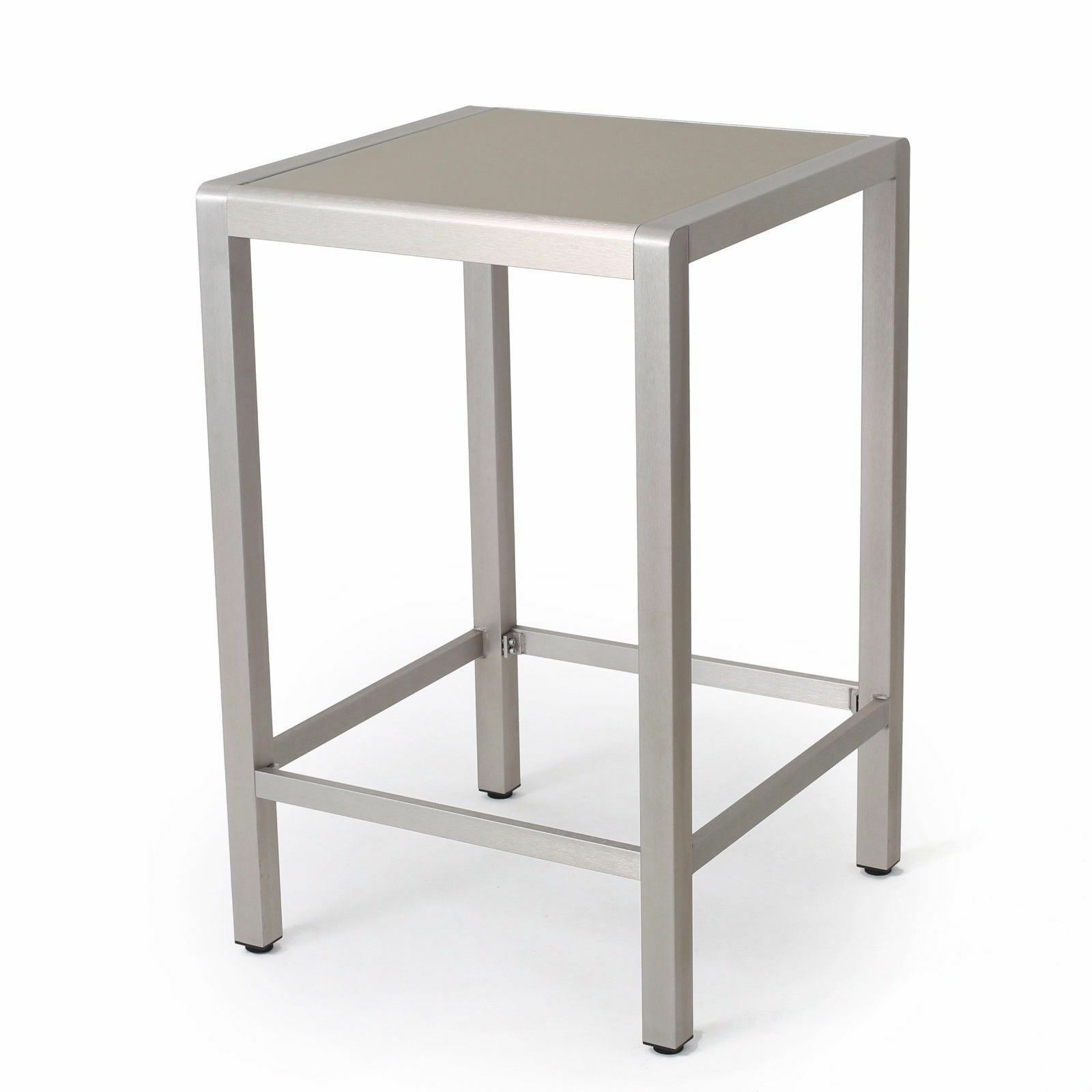 Capral Outdoor 3 Piece Grey Wicker Bar Set with Glass Table Top