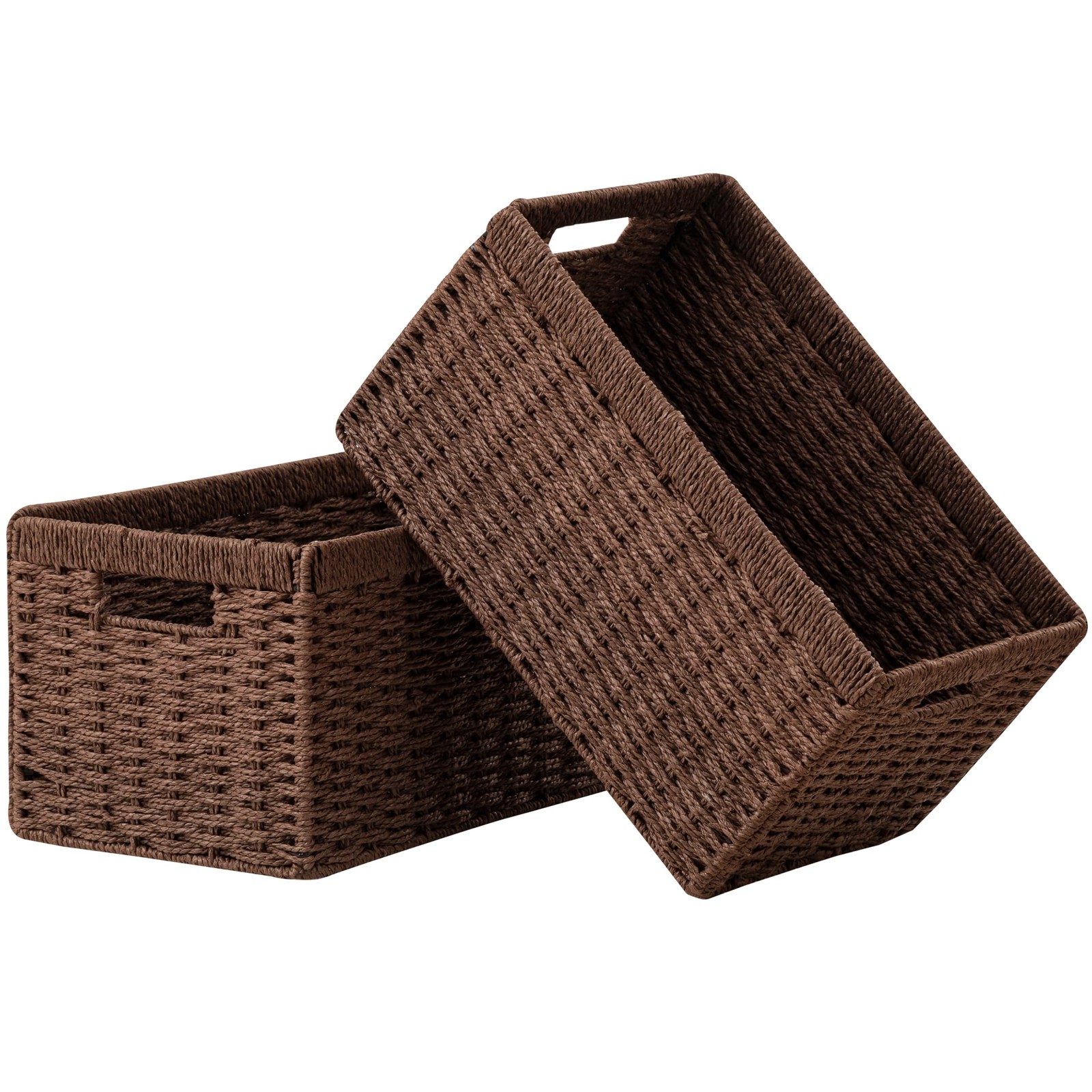 UBBCARE 2 Pack Wicker Basket, 13.4L×8.3H×7.1W inch Woven Paper Rope Storage B...