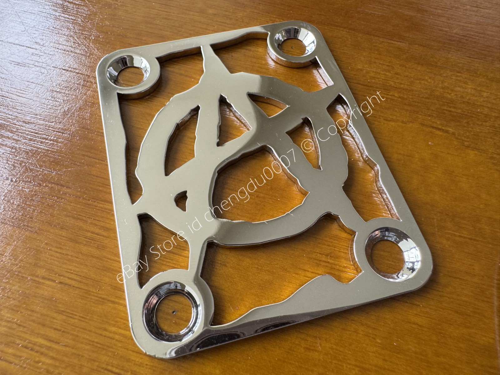 Custom Made ANARCHY Neck Plate With 4Pcs Screws For Your Guitar or Bass - Chrome