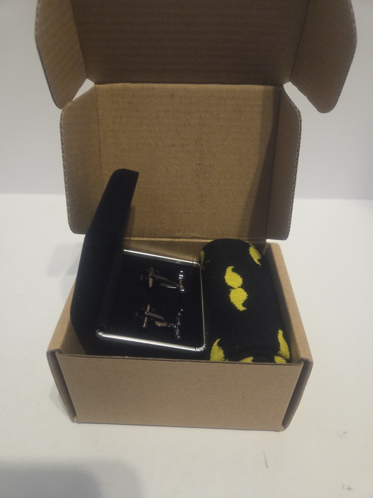 Modern Motif Mustache Socks & Cufflinks Gift Set Men’s Boxed Combo CS-005