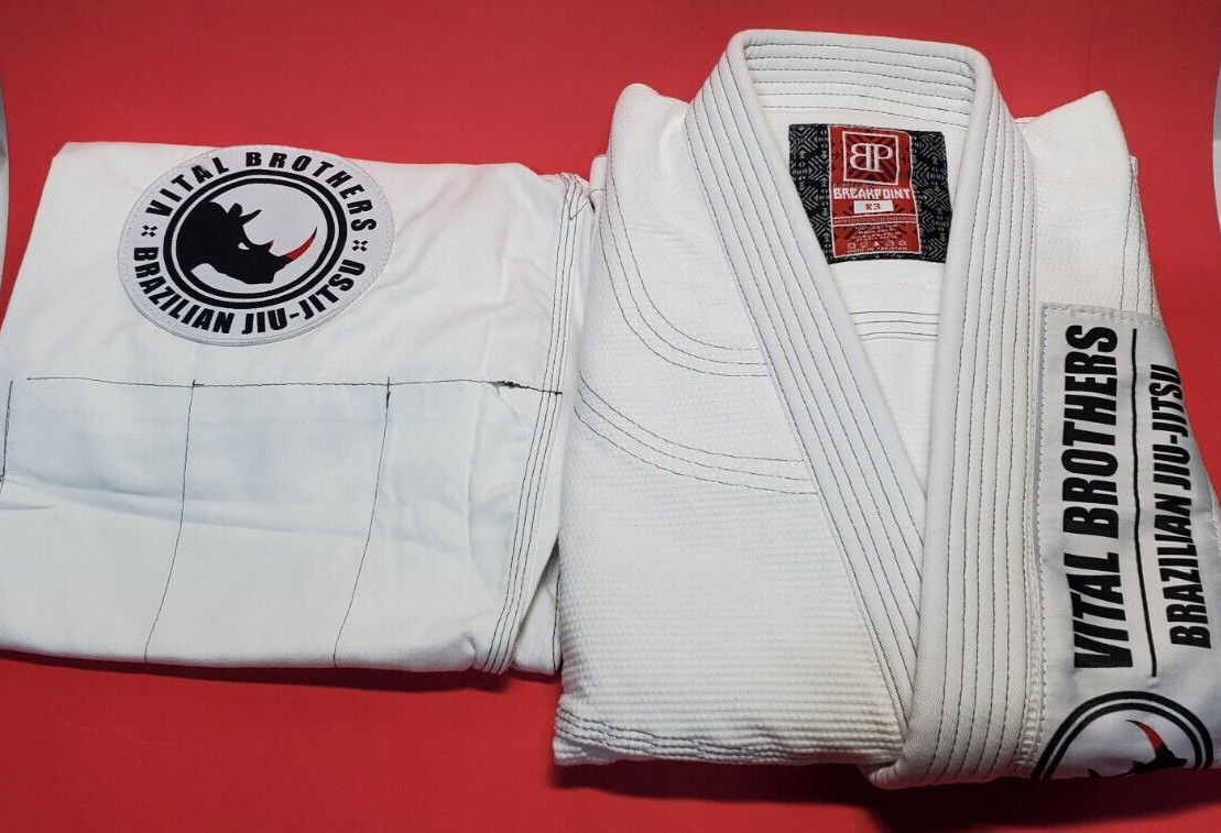 BREAK POINT TOP & Bottom SIZE K3 ROYAL WHITE VITAL BROTHERS BRAZILIAN JIU-JITSU