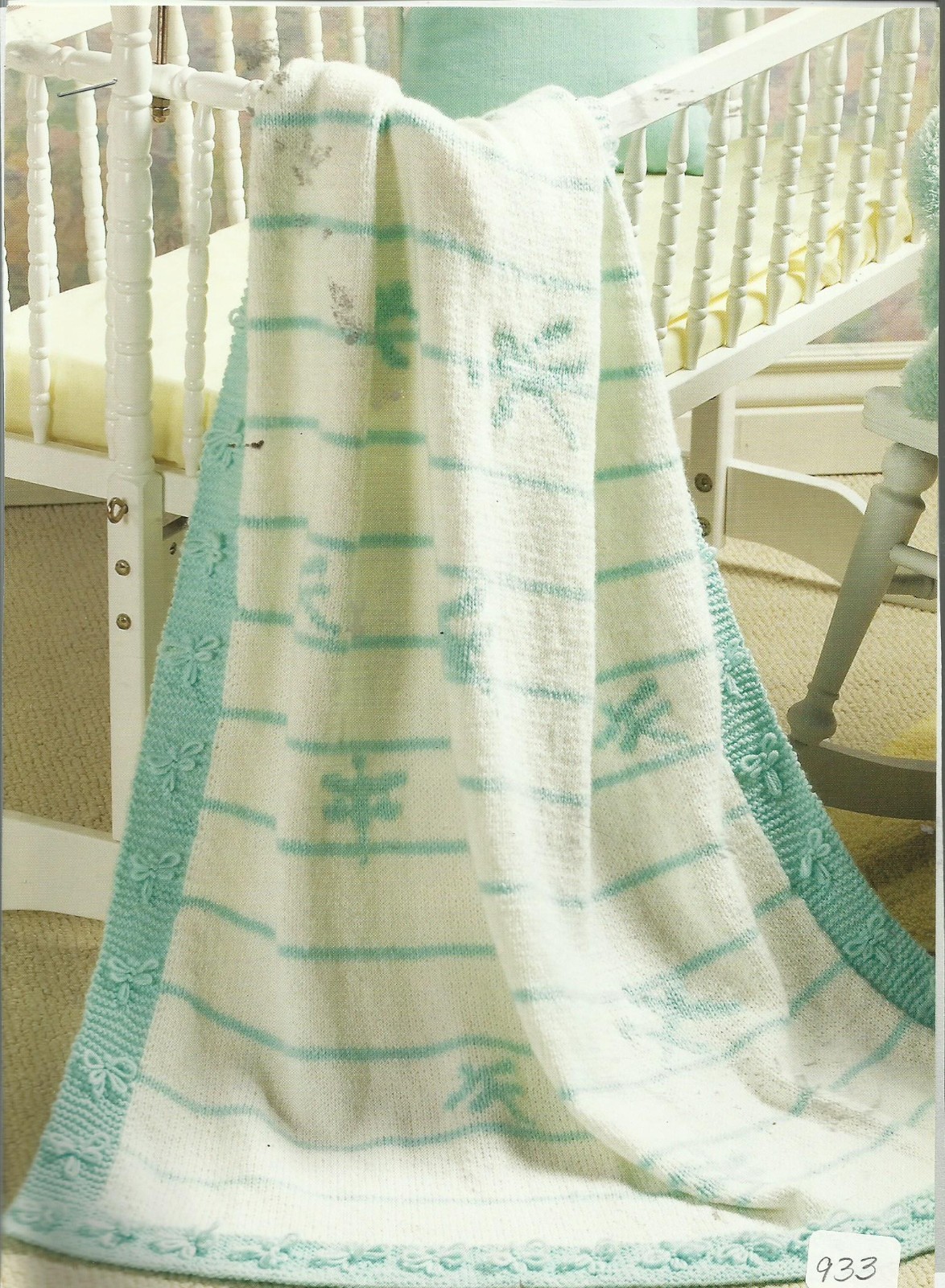 C0775  DRAGONFLIES BABY AFGHAN KNITTING PATTERN/INSTRUCTIONS