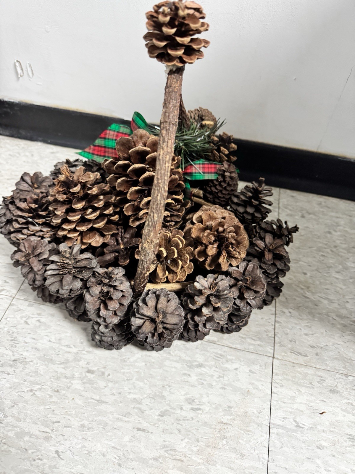 Rustic Wooden Pinecone Basket