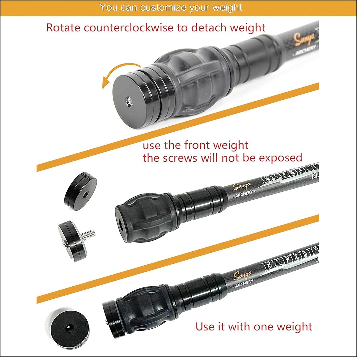 Professional Archery Stabilizer Kit - Lightweight Carbon Body & Weights Included