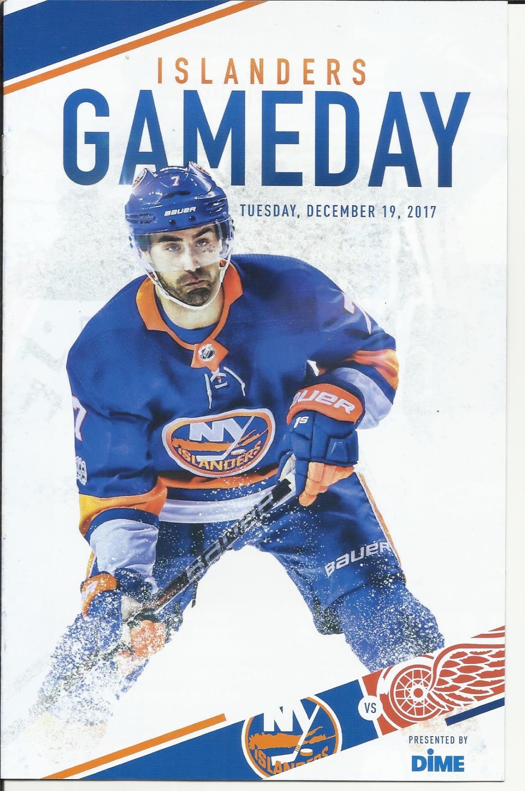 NEW YORK ISLANDERS DETROIT RED WINGS JORDAN EBERLE DEC 19,2017 GAMEDAY PROGRAM