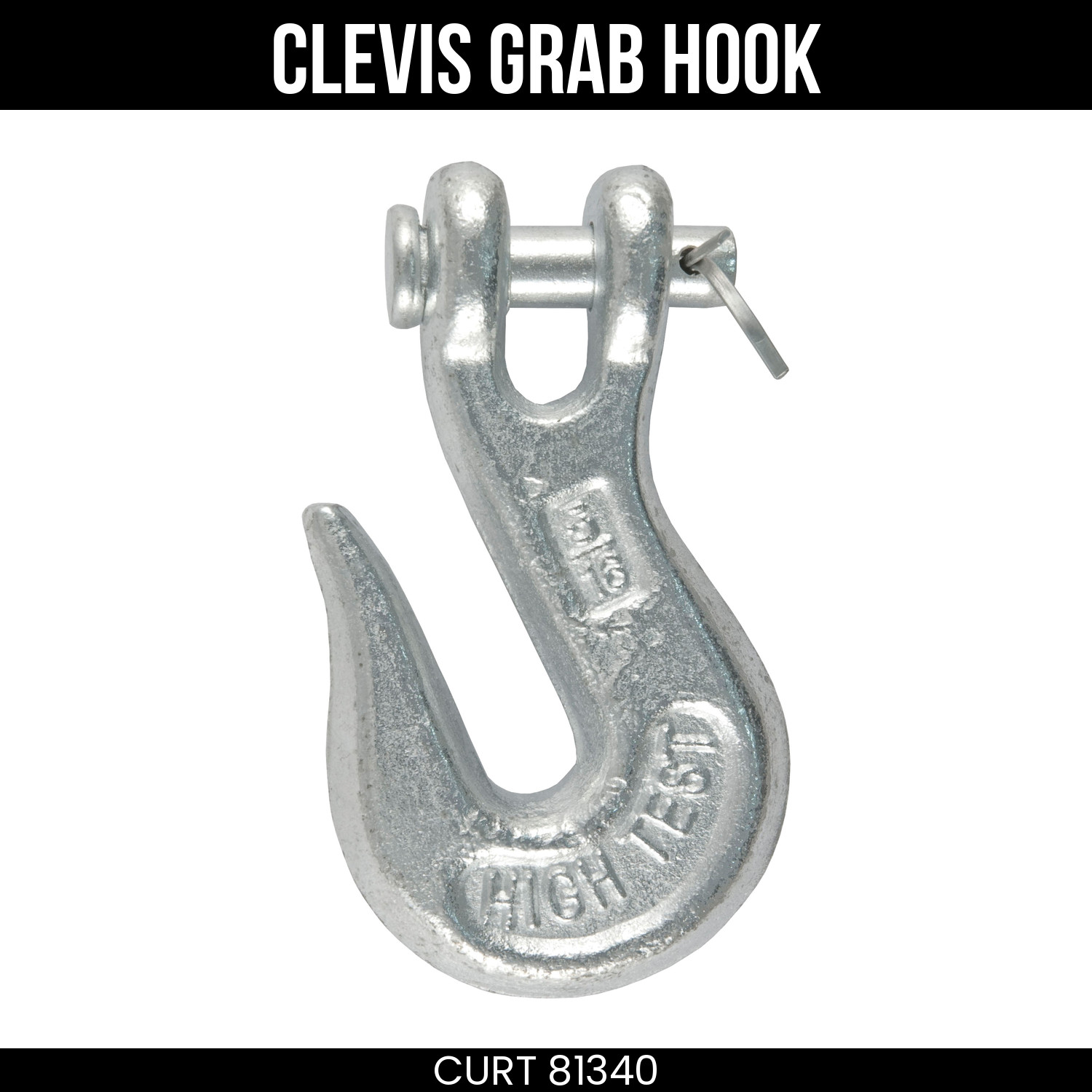 CURT Clevis Grab Hook 5/16" 7/16 Pin Forged Steel 3.9K Work Load HeavyDuty 81340