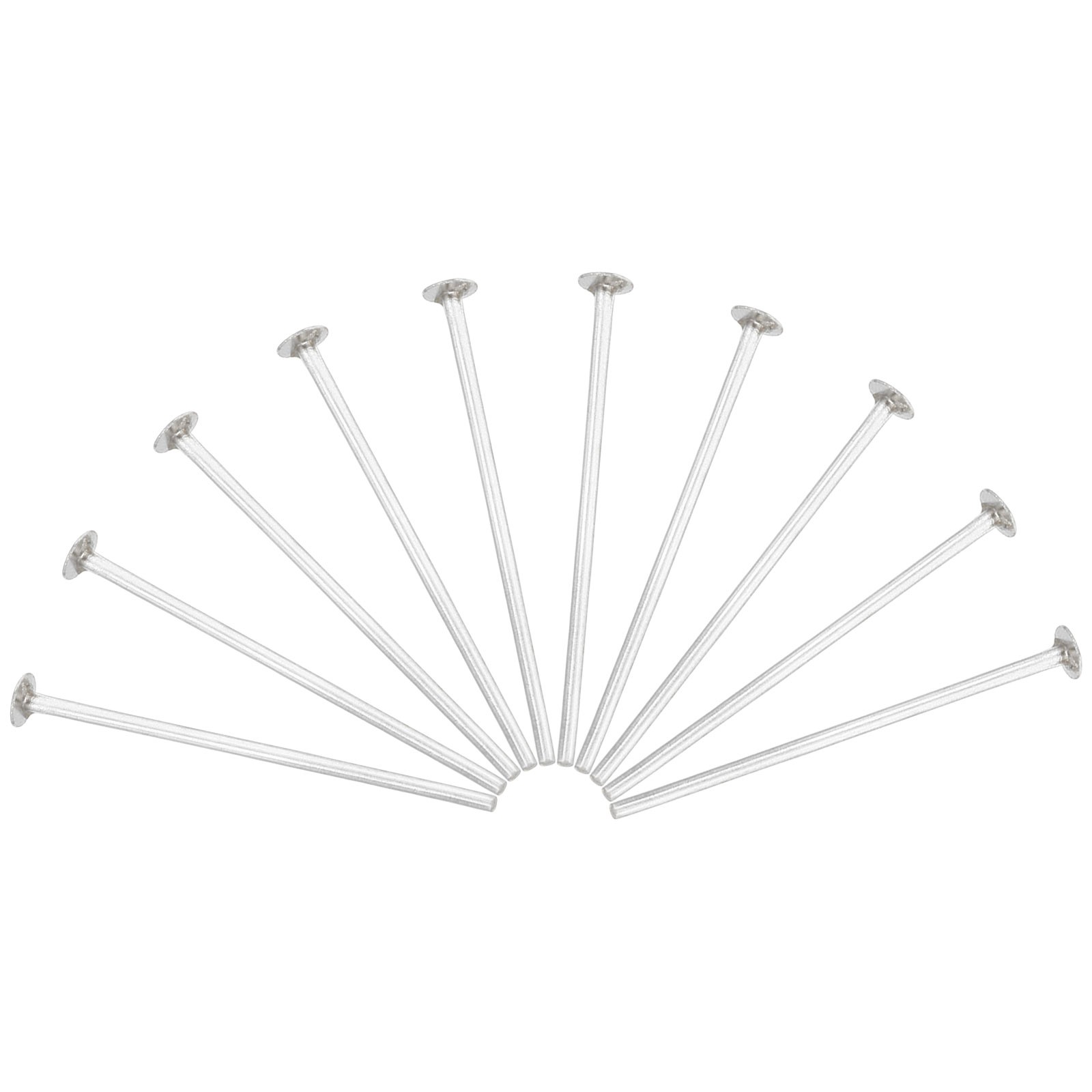 100Pcs 2.5mm OD x 25mm L Chandelier Connector Clips Copper Pins Silver
