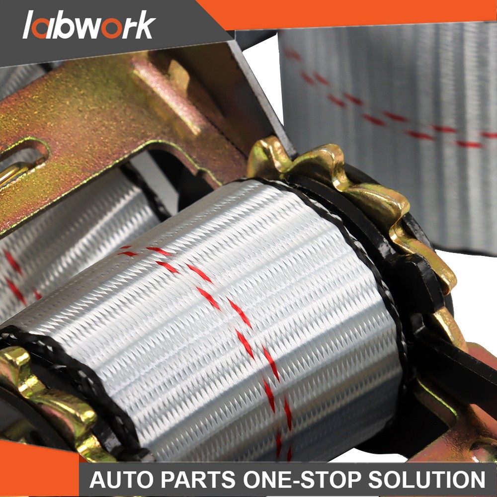 Labwork Car Tie Down with Chain Anchors 4 Pack 2 Inch x 96 Inch Silver