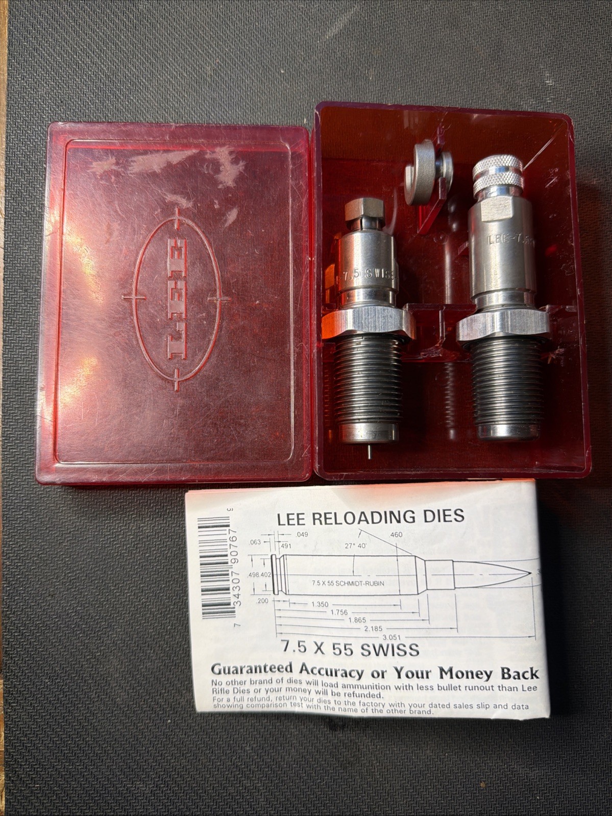 Lee 2-Die Set With Shell Holder Box  - 7.5x55 Swiss 90767