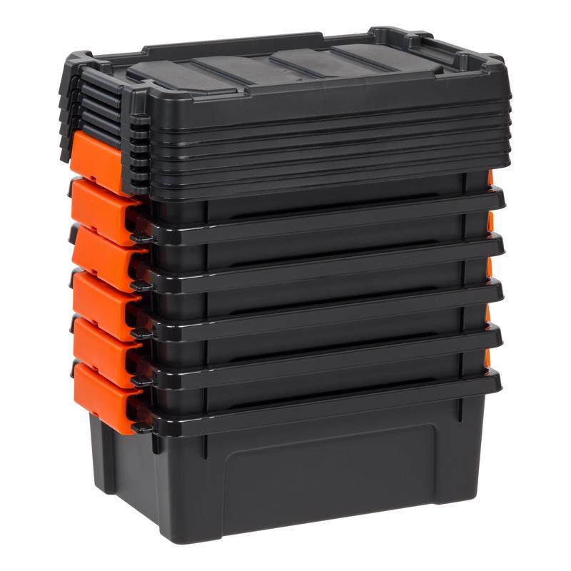 Heavy Duty Storage Bins 6 Pcs Lockable Lids Stackable Containers Durable Totes