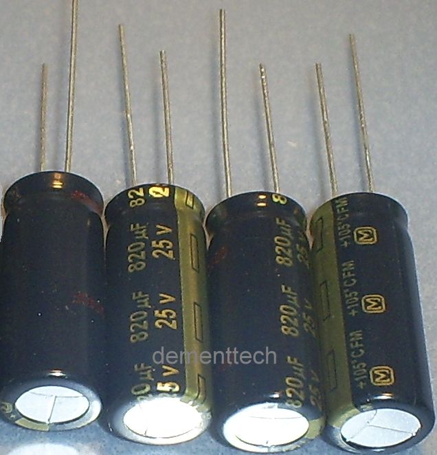 4x Panasonic FM 820uF 25v new radial Capacitors caps 105C 10mm 10x25 Low-ESR