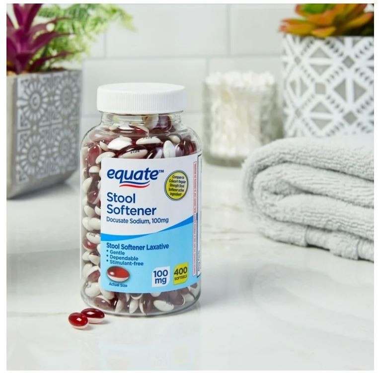 Equate Stool Softener Laxative Softgels for Constipation, 100 mg, 400 Count