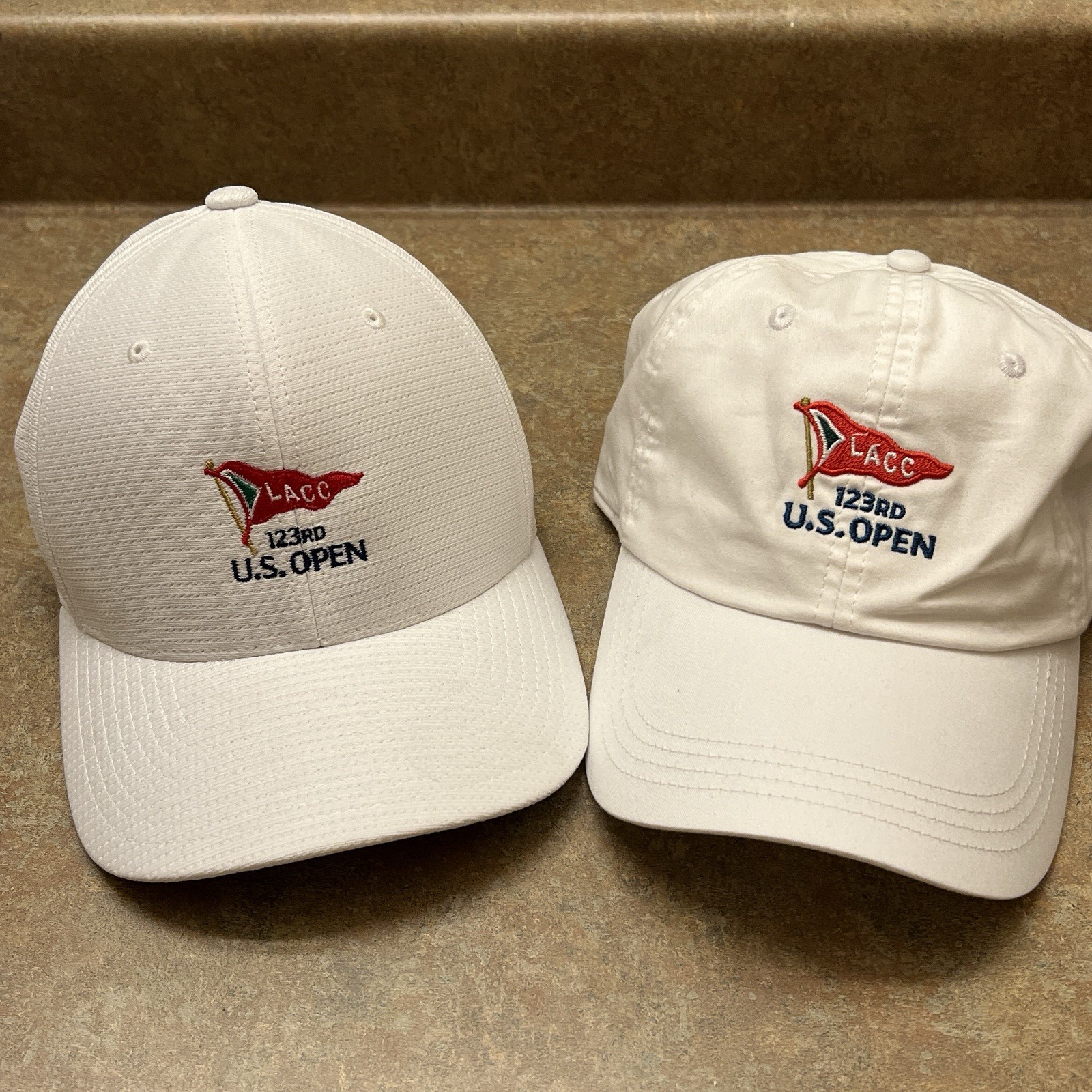 US Open 2023 White Golf Hats USGA Member 123rd (Set of 2) FITTED & ADJUSTABLE