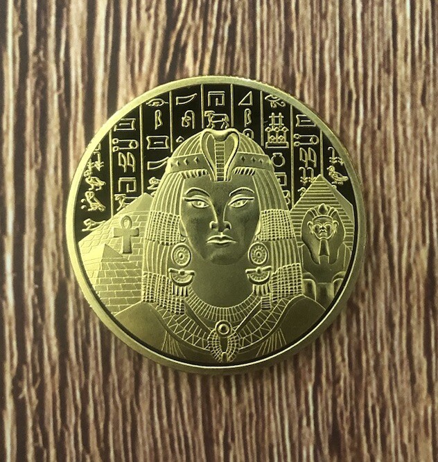 Ancient Egypt Queen Sun Goddess Golden Color  Coin. Modern Strike.