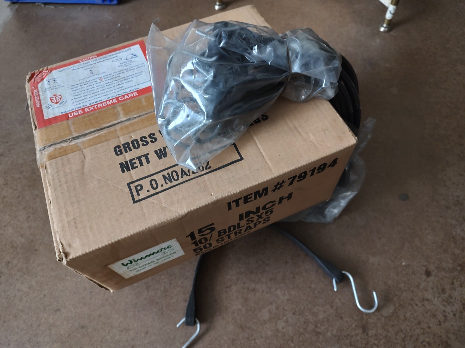 15" Tarp TIES 50/CASE  JB/WINMORE H.D.  NATURAL RUBBER TARP Tie Down Cords