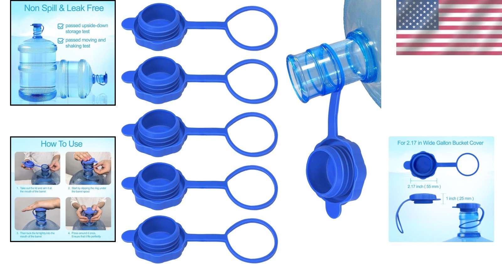 Durable Leak-Proof Silicone Caps for Instant Water Jug Replacement - 5 PCS