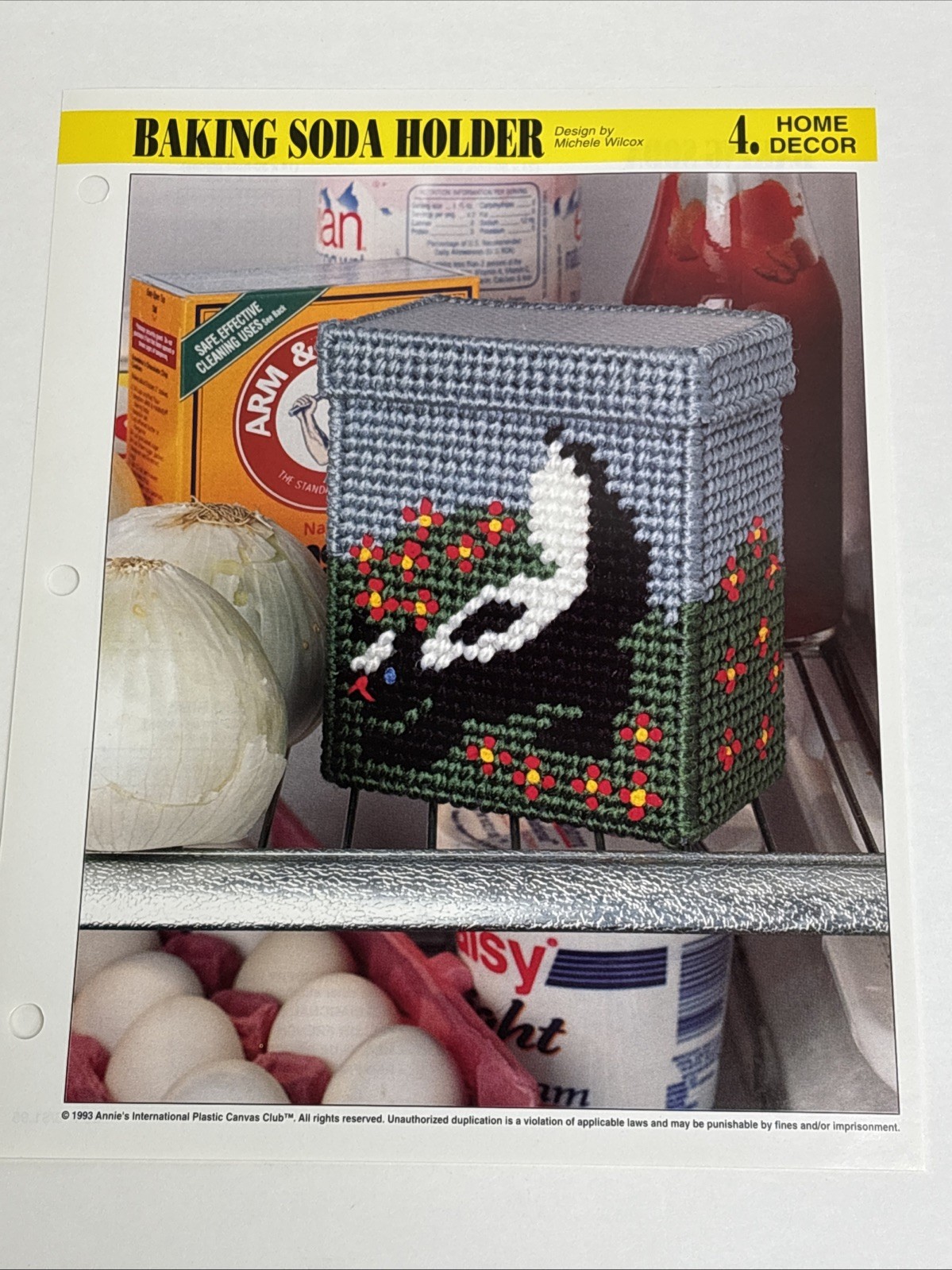 Baking Soda Holder Skunk Annie's Attic Plastic Canvas Pattern Page