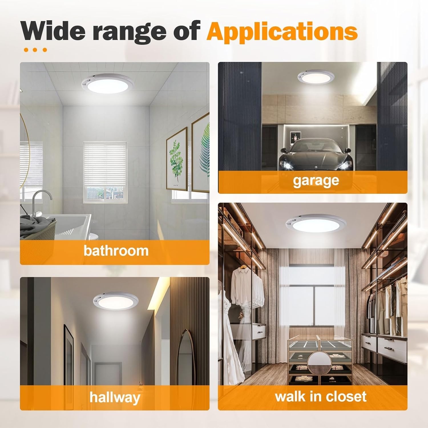 Rechargeable Motion Sensor Ceiling Light with Remote,Battery Powered Wireless
