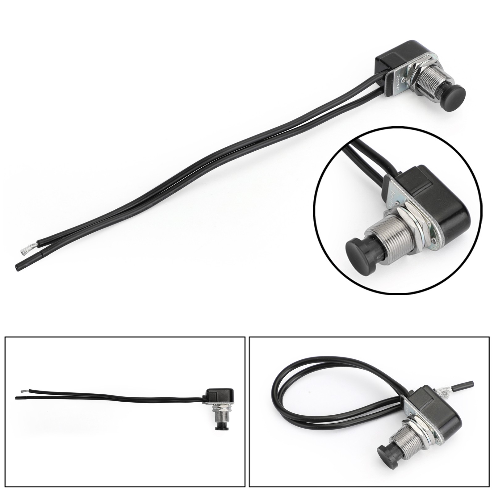 🔥1x Normally Open Momentary Self-resetting Push Button Reset Switch w/Wire BLK