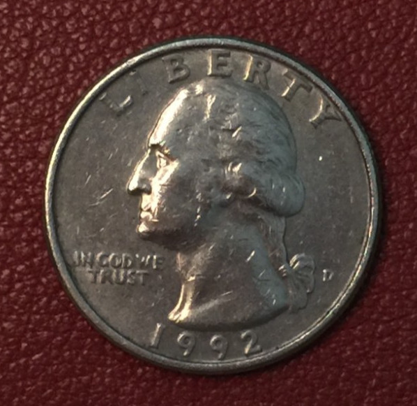 1992 D Washington Quarter, actual coin - free shipping