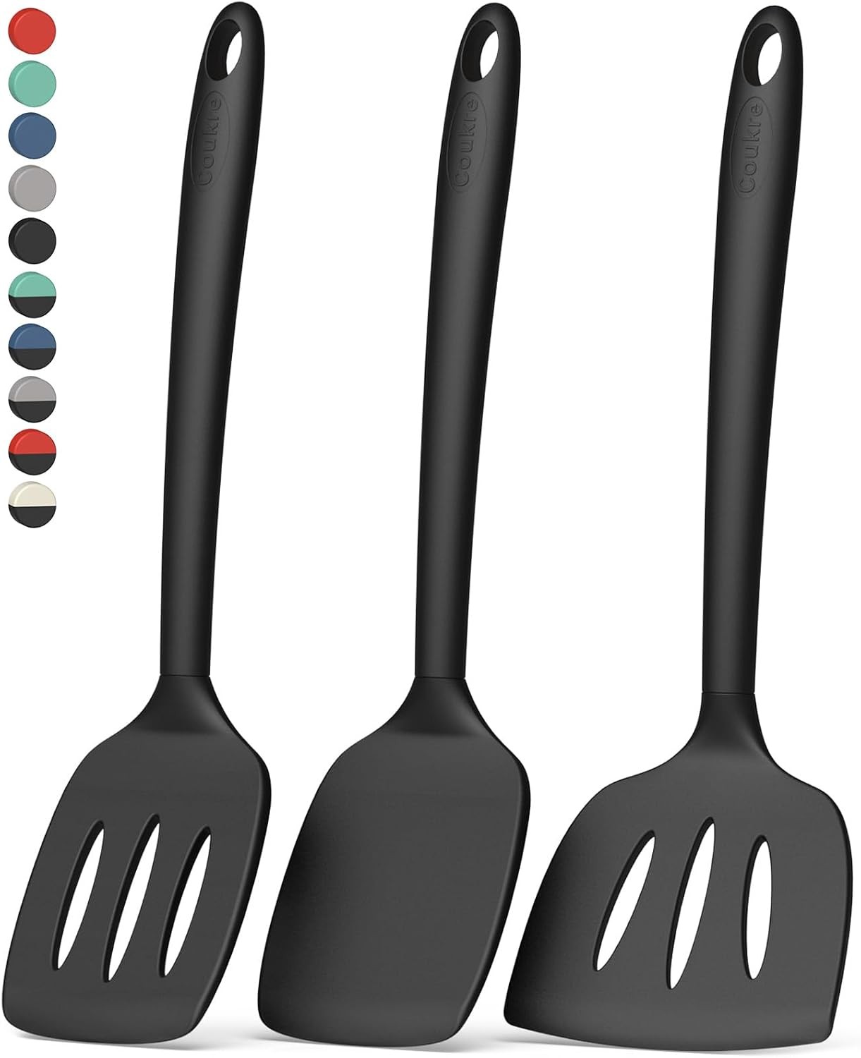 3 Pack Silicone Spatula Set, High Heat Resistant, BPA-Free, Fish Spatula,