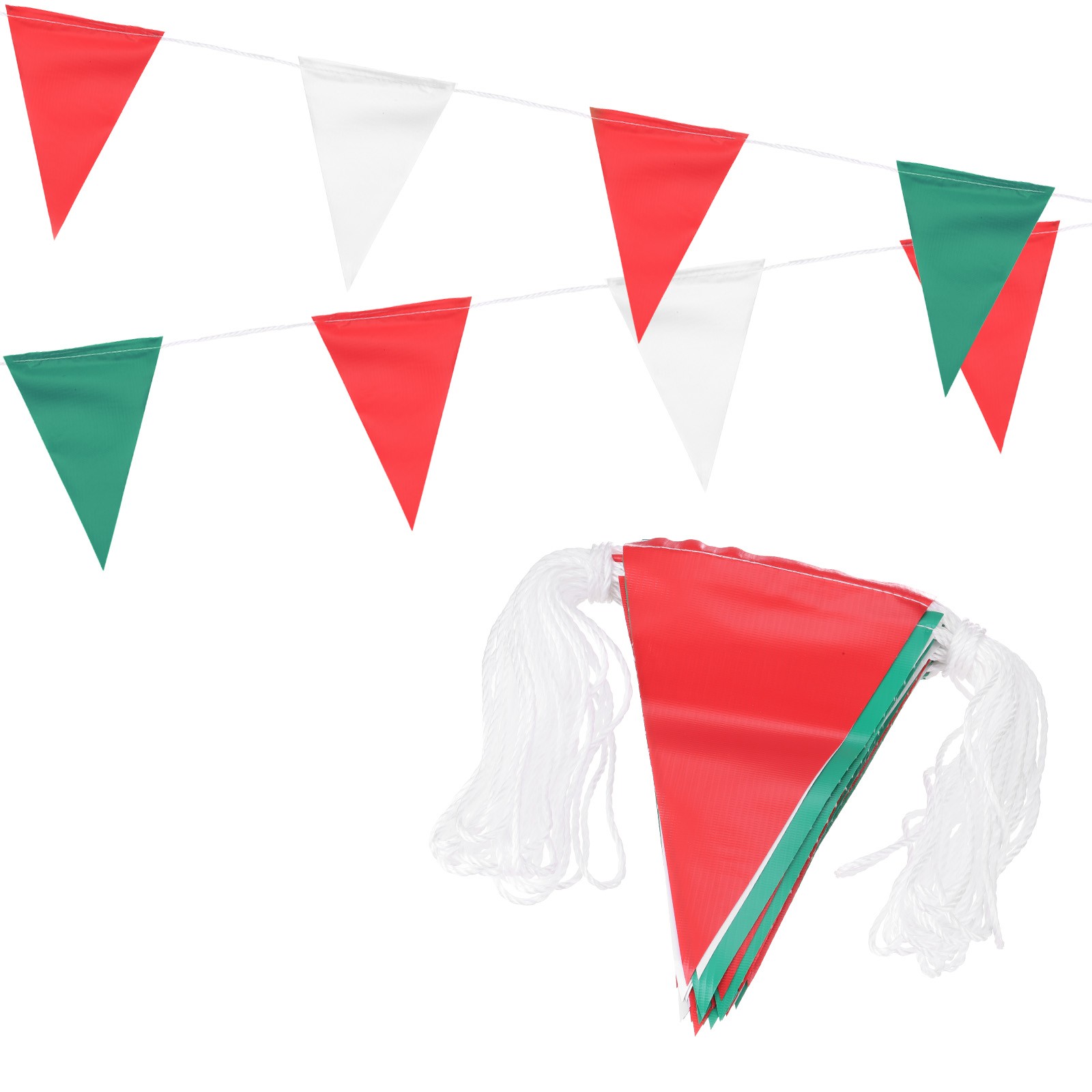 100ft Pennant Banner Flags, Warning Flagging Banner, 45 Flags Red White Green