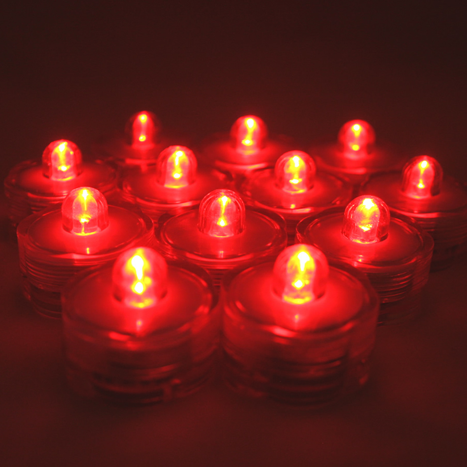 QTY 12 Red LED Submersible Underwater Tea lights TeaLight Flameless US Shipper