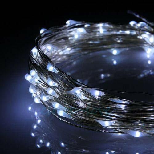 100 White LED Micro Fairy String Light, Waterproof Wire (33ft, AC Plug-In)