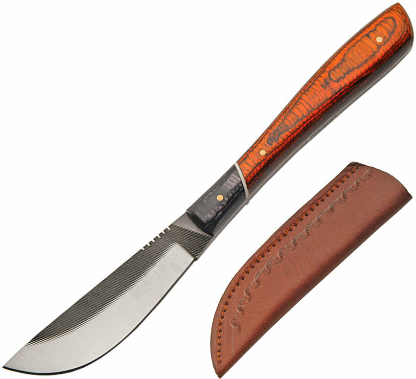 Sawmill Fixed Knife 3.5" Carbon Stainless Full Tang Blade Brown Pakkawood Handle