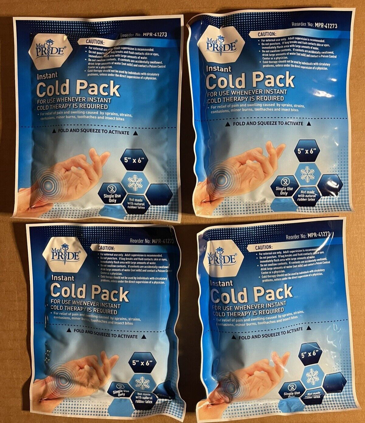 MED PRIDE Instant Cold Packs 5”X6”-4 Single Use Cold Therapy Packs