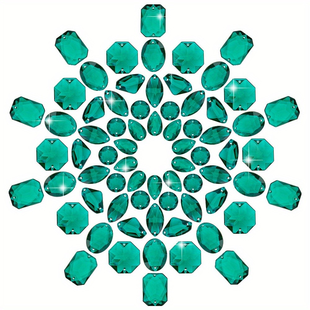 1box 70pcs 7 styles Octagon Oval Triangle Sew on Rhinestone Taiwan Acrylic