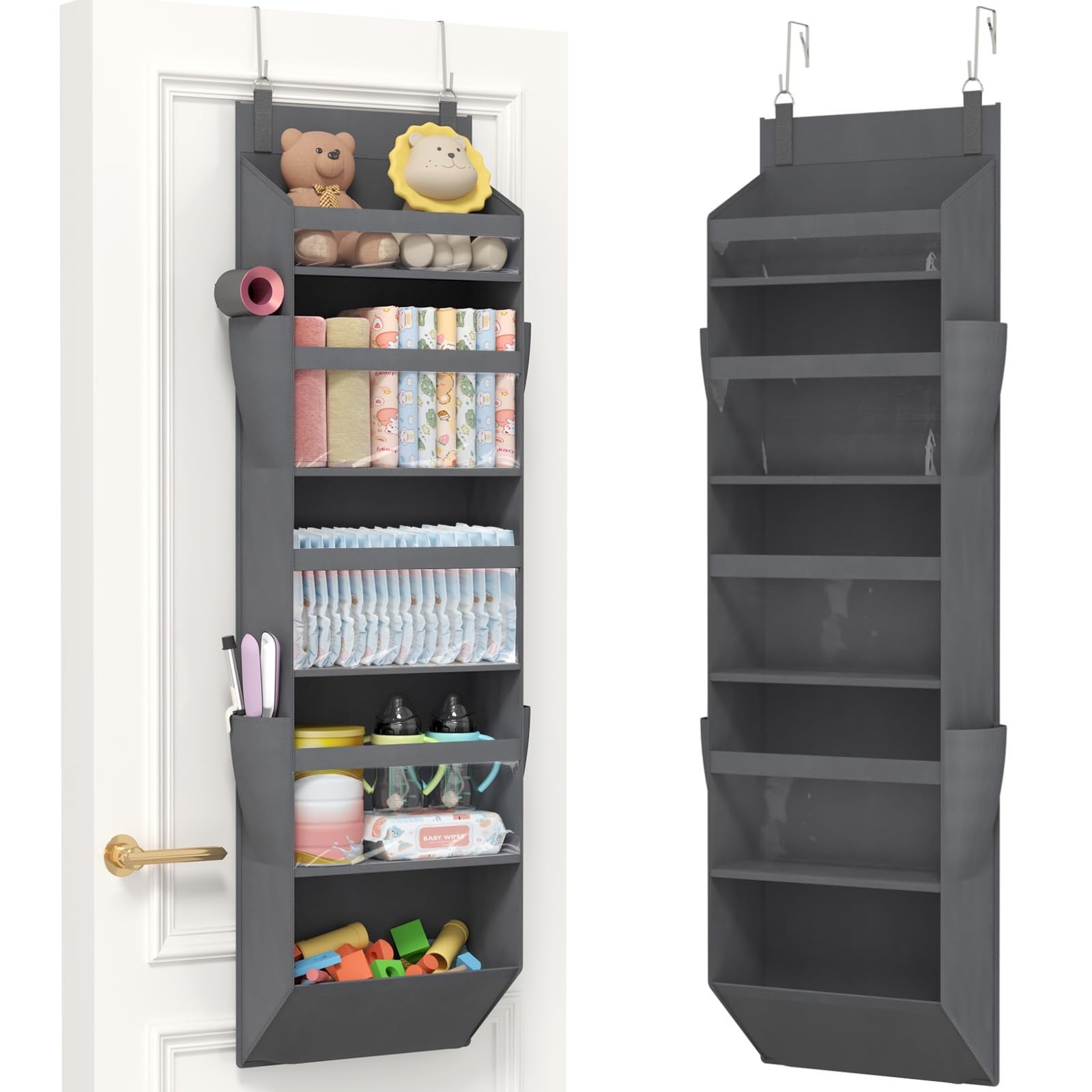 Lifewit 1 Pack Over the Door Organizer, Clear Window Hanging Storage with 4 S...