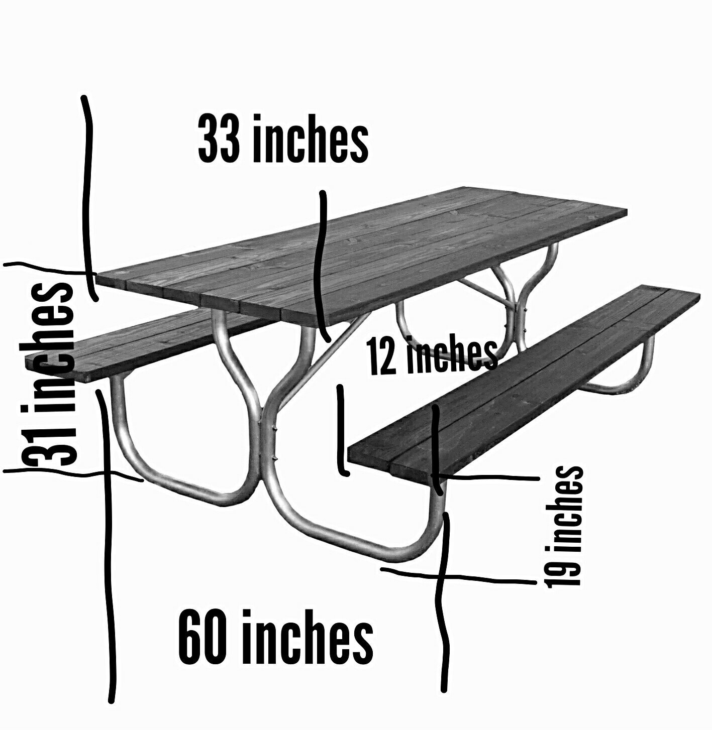 8 ft.Picnic table frame aluminum~Rosendale Picnic Tables