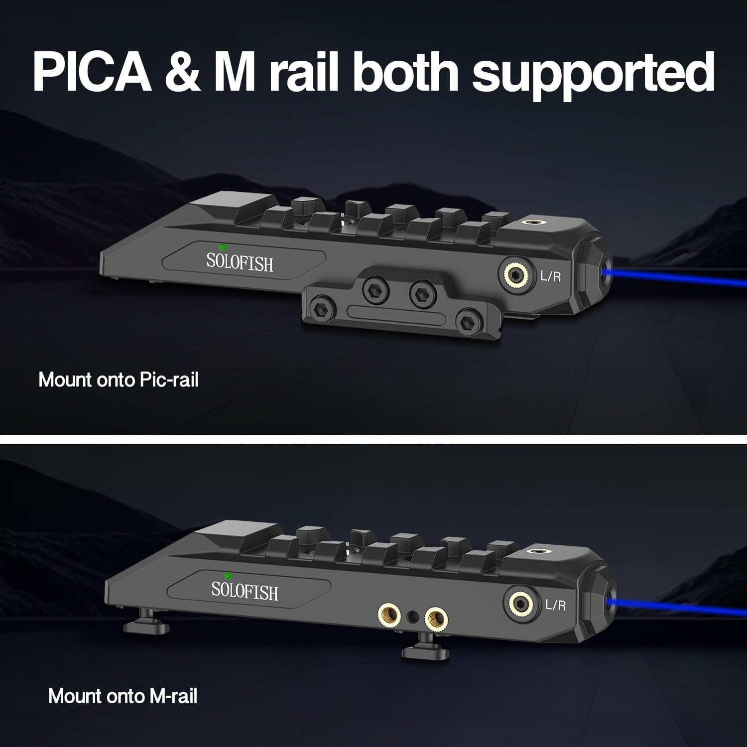 Green/Red/Blue Laser Sight, Rechargeable, Laser Output is 5mW, Class IIIA