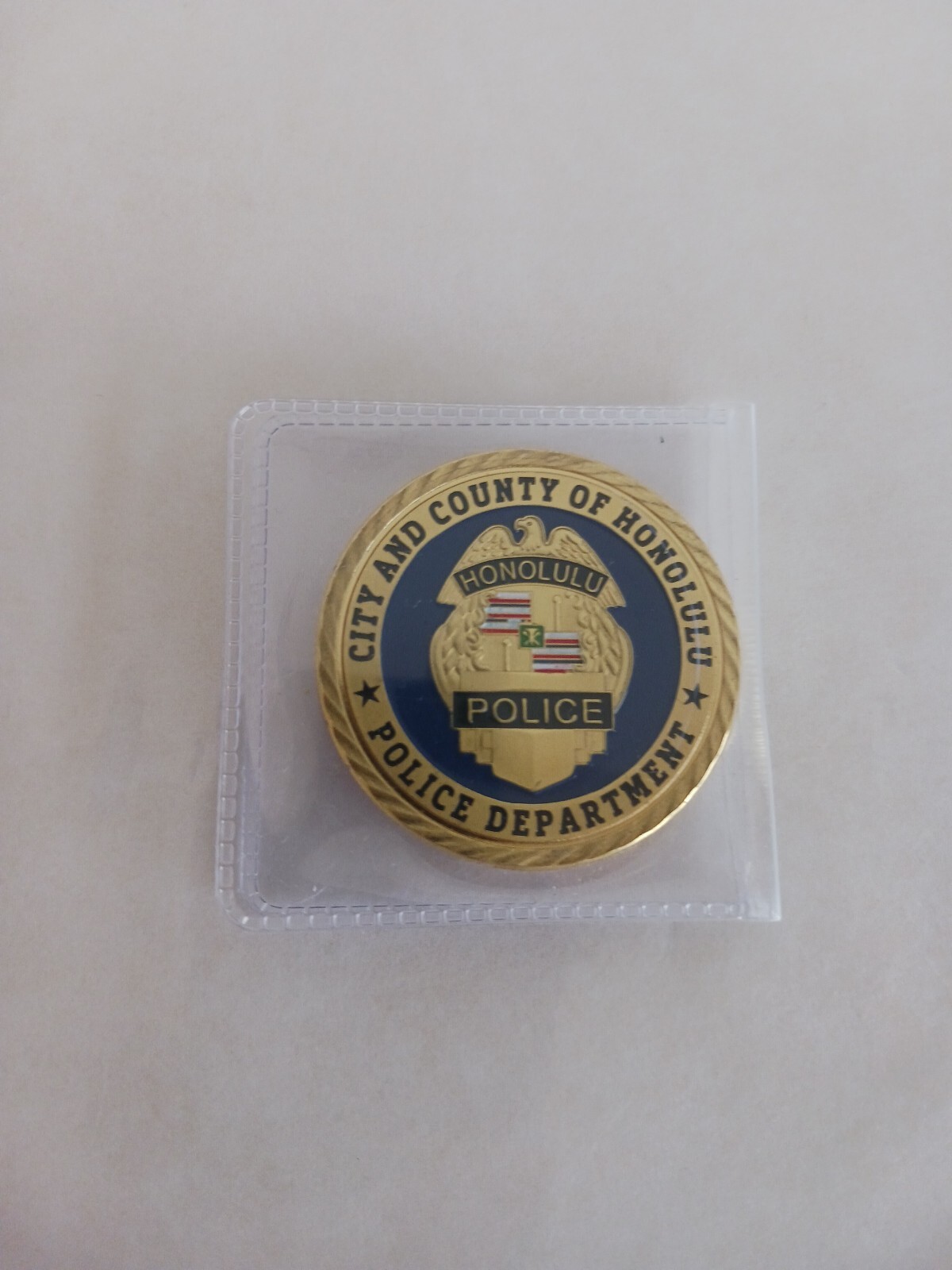 Honolulu Police Challenge/Novelty Coin In Clear Plastic Flip.