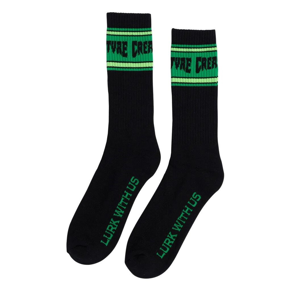 Creature LURK WITH US CREW Skateboard Socks 1 PAIR BLACK