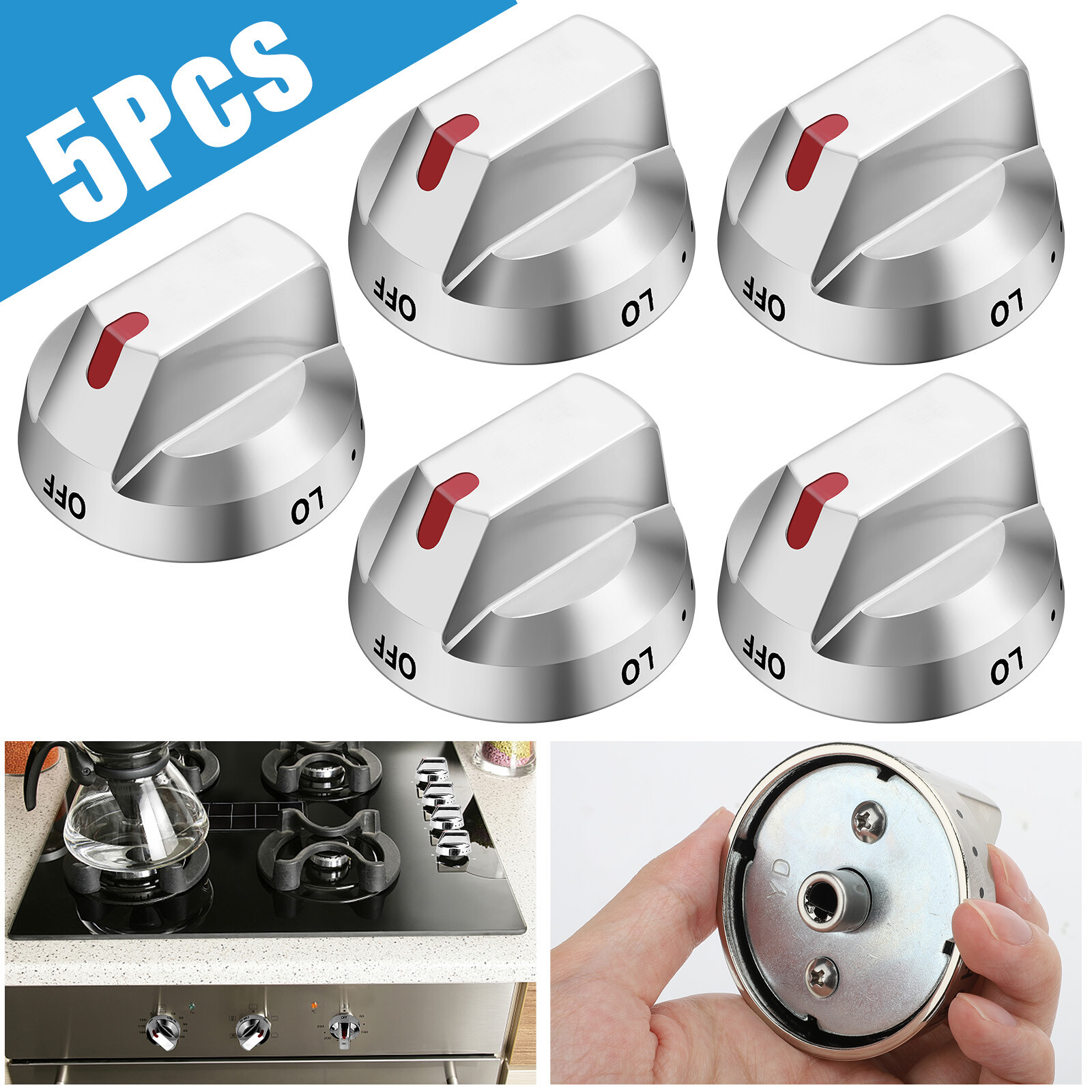 5 X DG64-00473A Top Burner Control Knob Replacement for Samsung Gas Range Oven