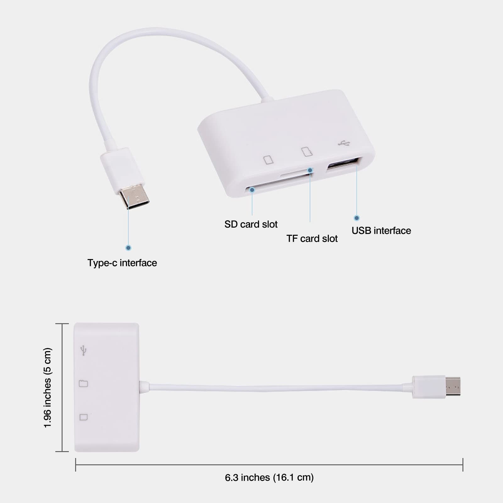 [2 Pack] SD Card Reader for Android, Micro to USB Adapter, White