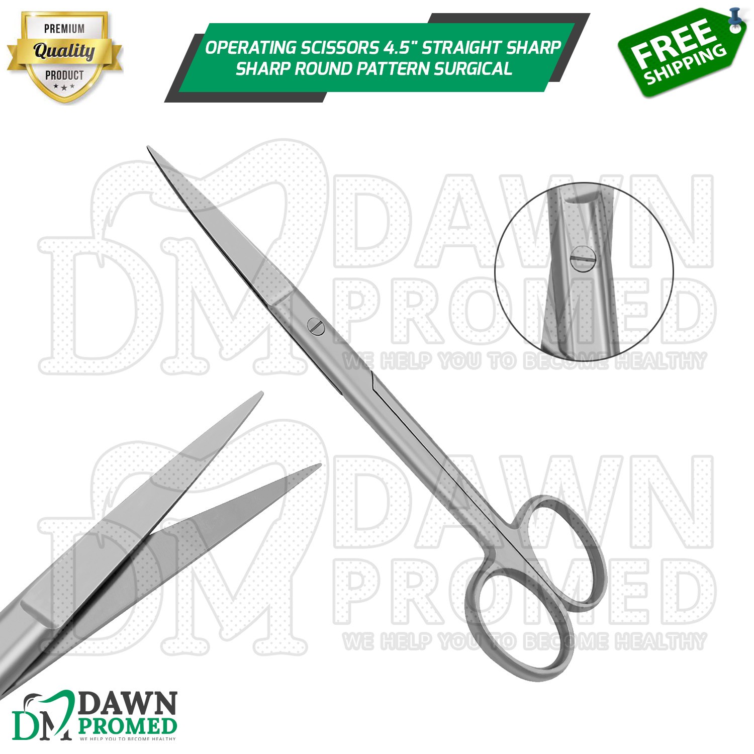 Operating Scissors 4.5" Straight Sharp Sharp Round Pattern Surgical Instruments