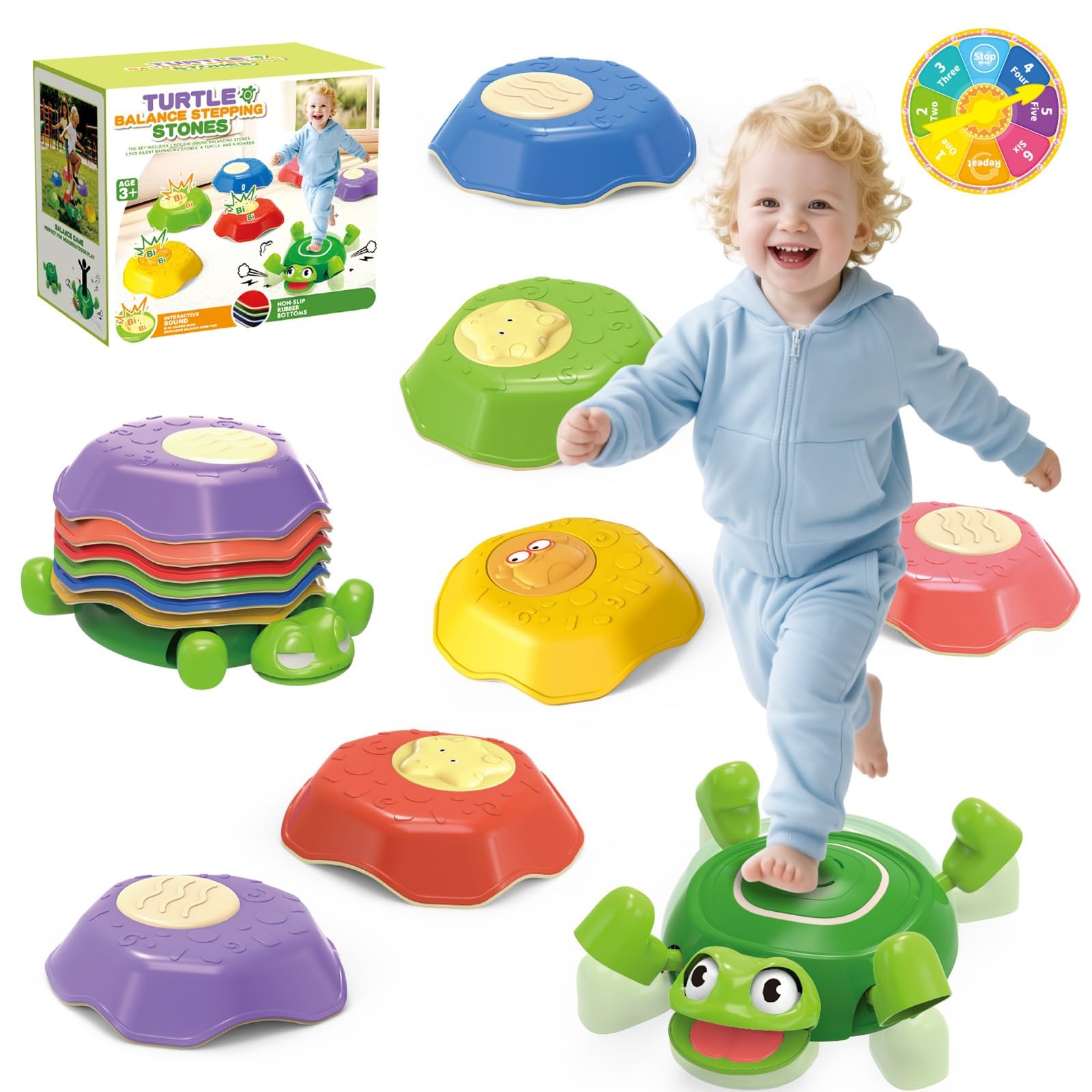 8 PCs Turtle Stepping Stones for Kids, Durable Non-Slip Sensory Balance Stepp...