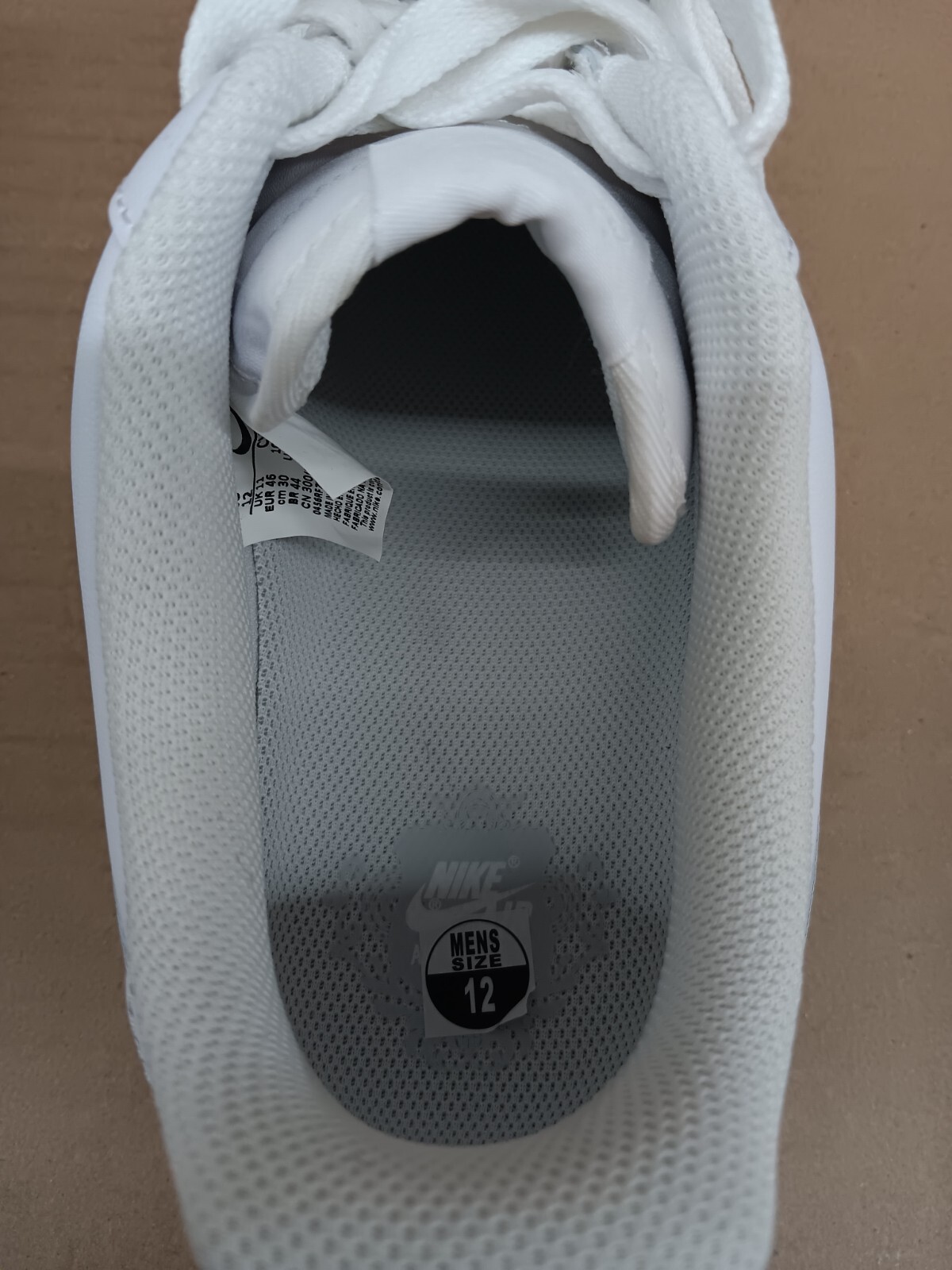 Nike Air Force 1 '07 Low top Triple White Shoe- US Size 12- CW2288-111