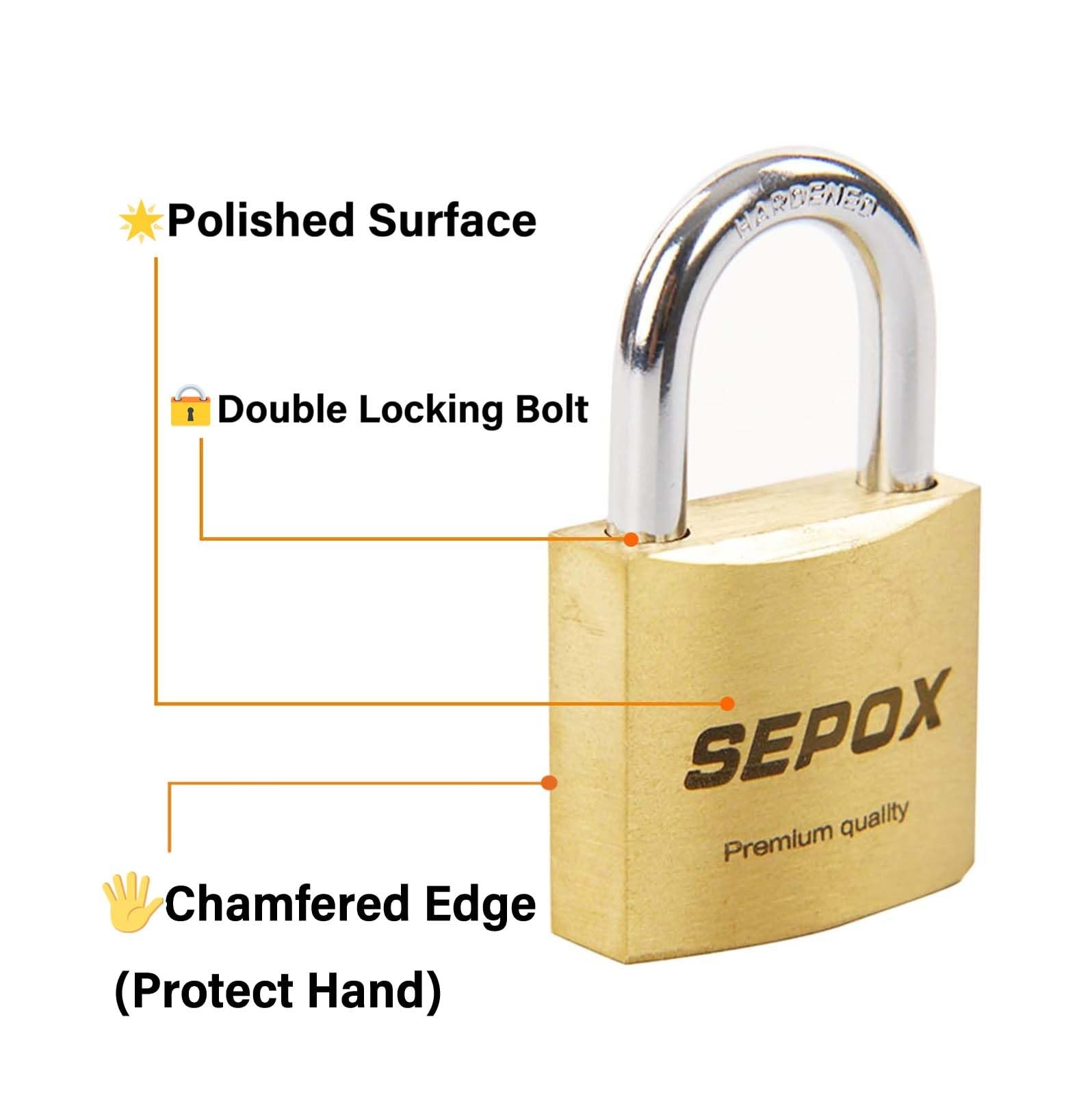 2Pack Premium Solid Brass Padlock Keyed Alike, 19/16" 40mm Heavy Duty Weather...