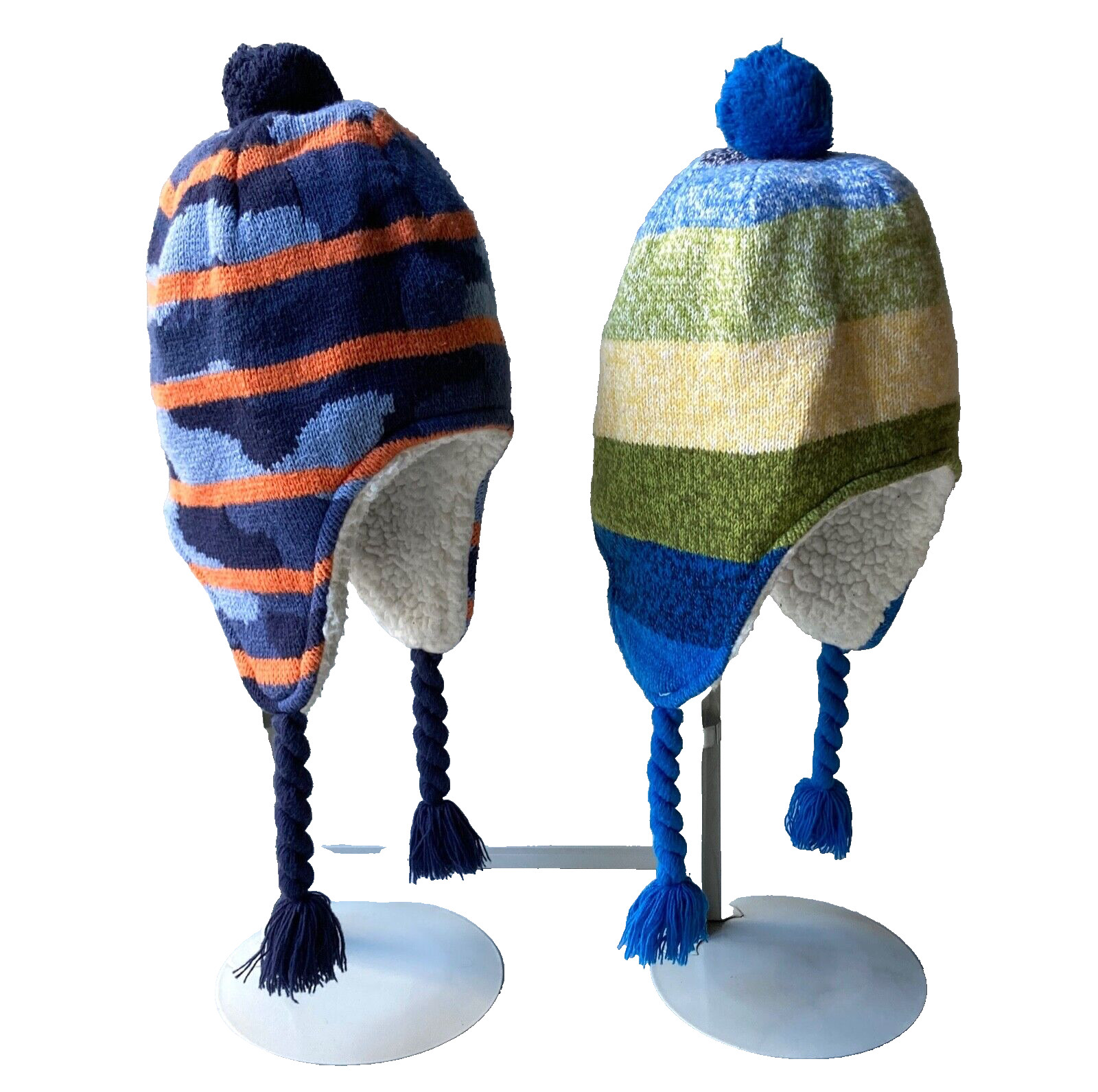 Lot of 2 Lands' End Kid's/Boy/Girl Sherpa-Lined Trapper Earflap Winter Hat (M-L)