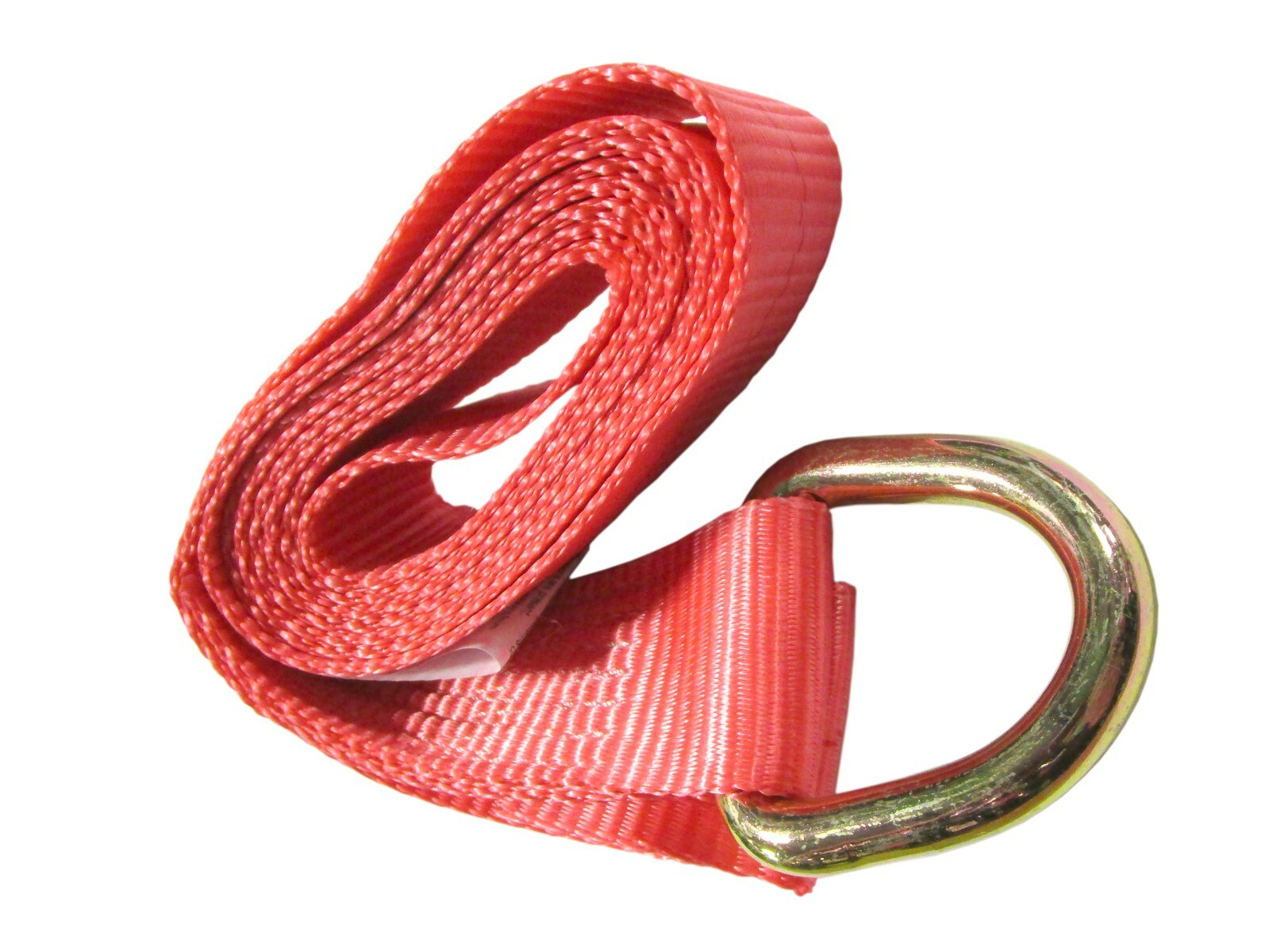 Lasso Strap Red 2" x 8 FT with D Ring O-Ring for Tire Wheel Cinch Tie Down Tow