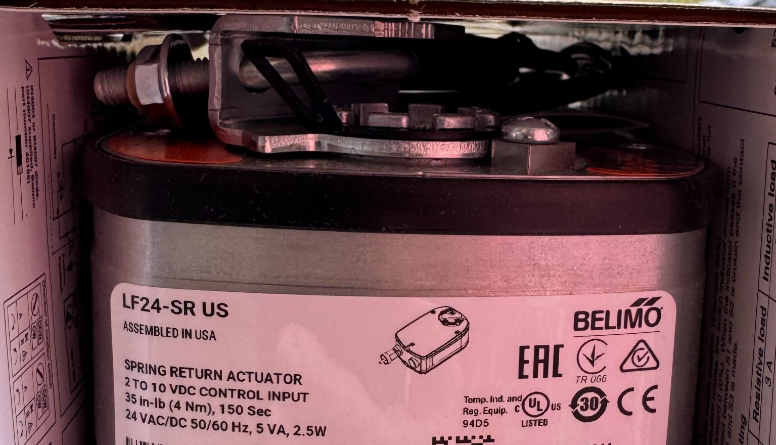 LF24-SR US BELIMO -BRAND NEW- Actuator-35 in-lb, Spring Return, 24V, Modulating
