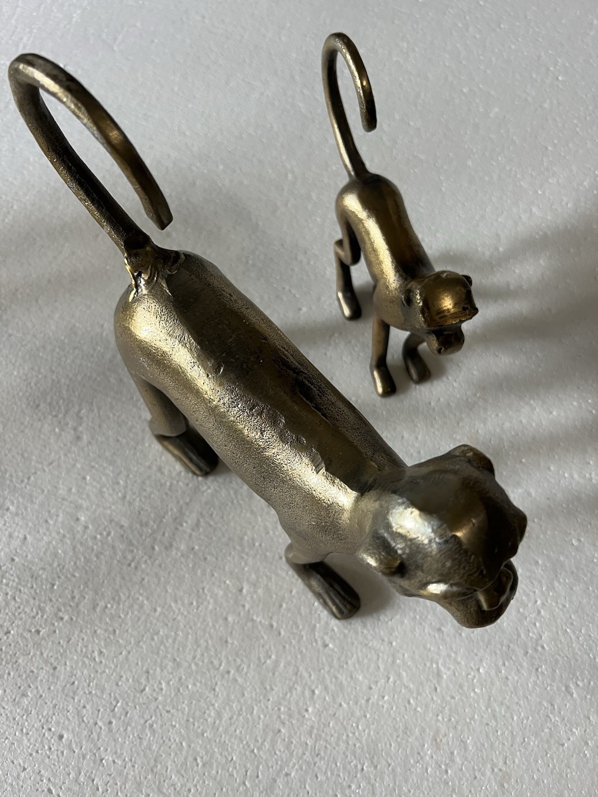 Pair of Bronze Interior Monkey Figurines Hand-Cast, India, Excellent Condition