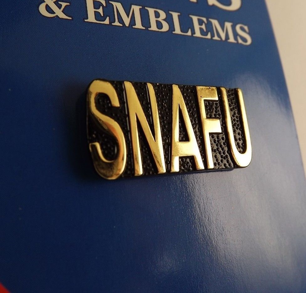 BRAND NEW Lapel Pin SNAFU Situation Normal All F****d Up Script 1 1/4"