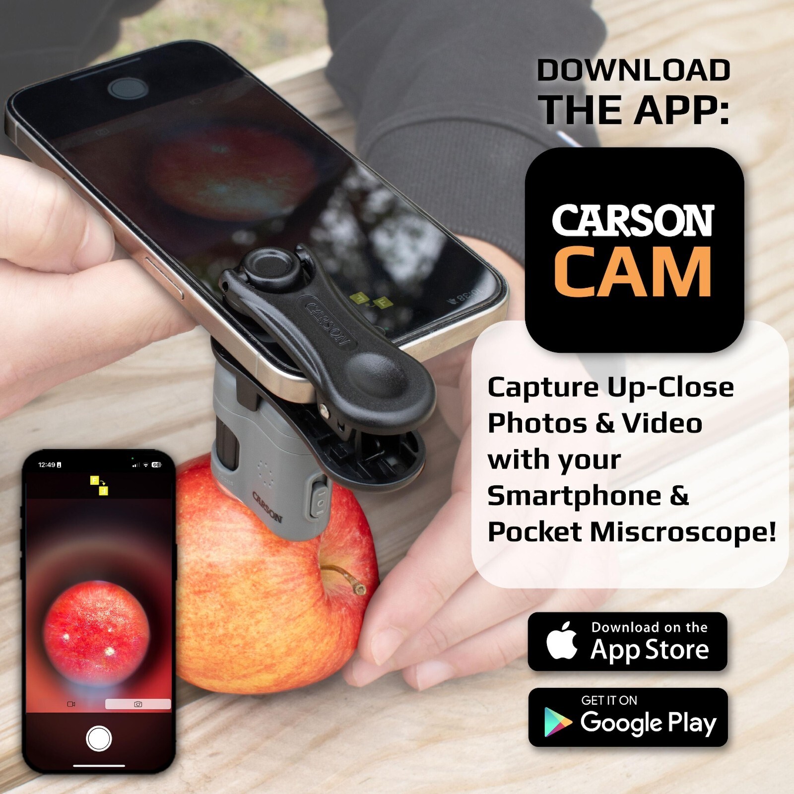 Carson MM380 MicroMini 20x LED/UV Lighted Pocket Microscope w/Smartphone Adapter